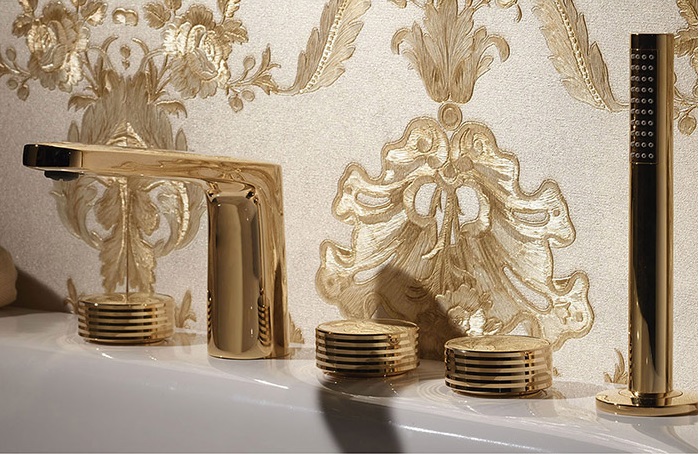 Смеситель на борт ванны Fima Carlo Frattini Texture Collection F5614HOR (золотой), с изливом