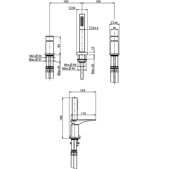 Смеситель на борт ванны Fima Carlo Frattini Zeta F3974/1NCR  (хром), без излива