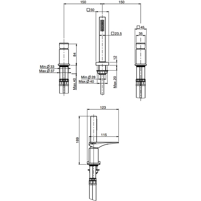 Смеситель на борт ванны Fima Carlo Frattini Zeta F3974/1NOR (золотой), без излива