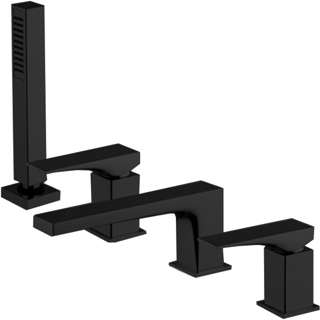 Смеситель на борт ванны Fima Carlo Frattini Zeta F3974NNS (черный матовый), с изливом