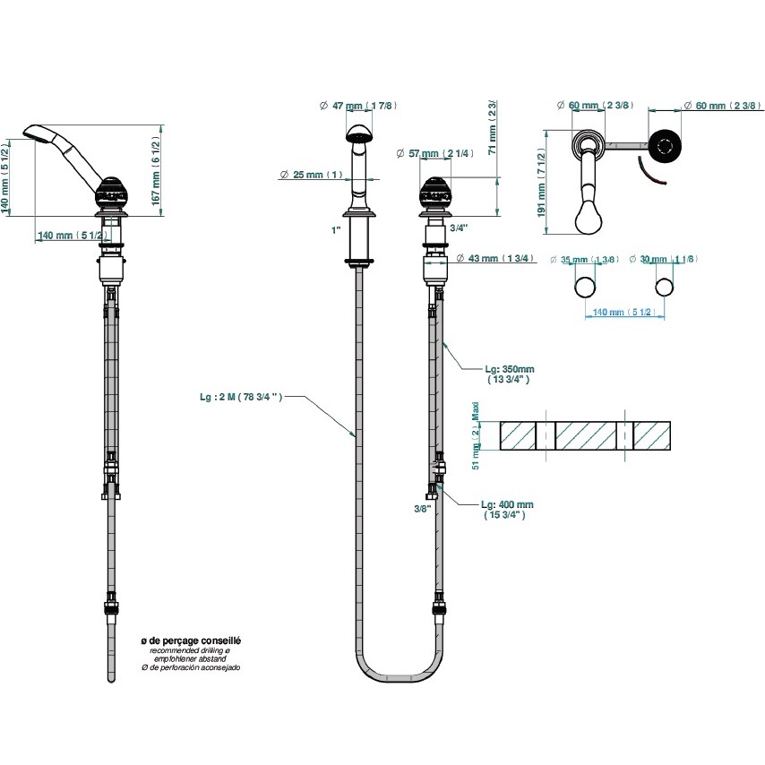 Смеситель на борт ванны с ручным душем THG Marquise porcelaine blanche A7G-A02-6532/60A (хром, платина, белый фарфор), без излива