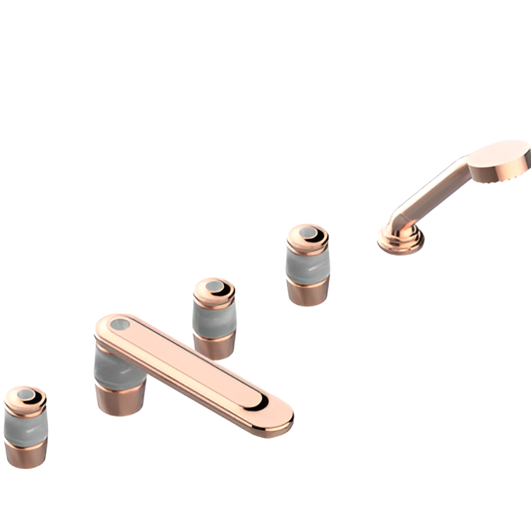 Смеситель на борт ванны THG Corvair Fior di Bosco U8K-H62-1132SG (розовое золото), с изливом