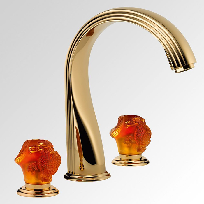 Смеситель на борт ванны THG Dragon Sun U5D-F01-25SG (золотой, оранжевый хрусталь), с изливом