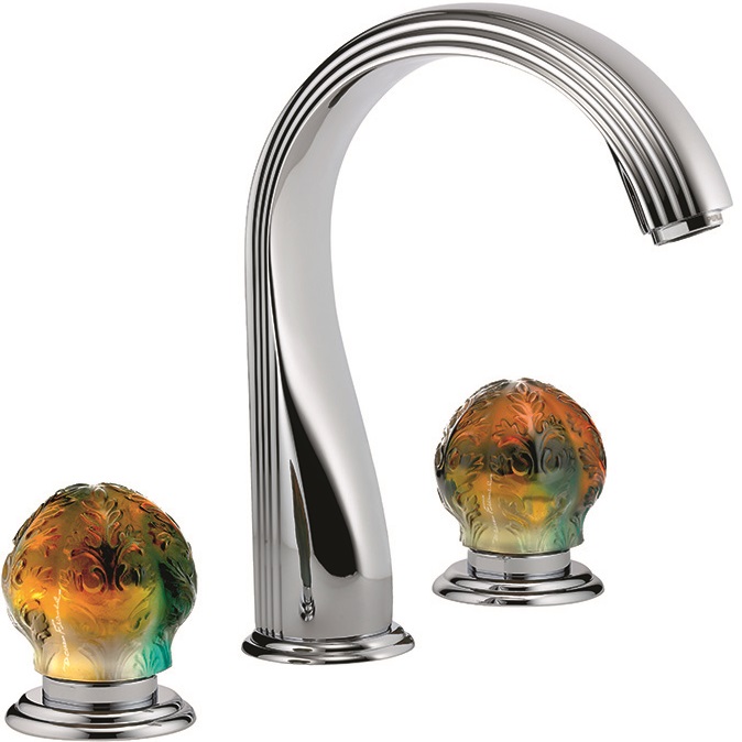 Смеситель на борт ванны THG Flore U5A-A02-25SG (хром, оранжевый хрусталь)