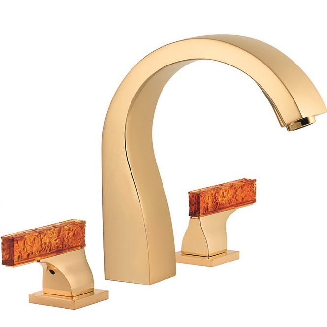 Смеситель на борт ванны THG Ginkgo U5E-F01-25 (золотой, оранжевый хрусталь)