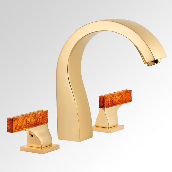 Смеситель на борт ванны THG Ginkgo U5E-F01-25 (золотой, оранжевый хрусталь)
