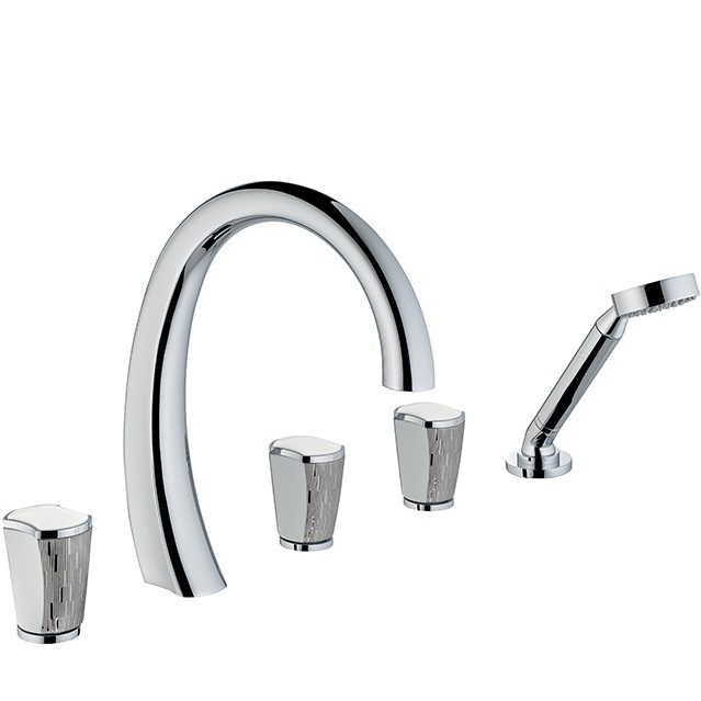 Смеситель на борт ванны THG Infini white porcelain with platinum U2E-A02-1132SG (хром, белый, платина)