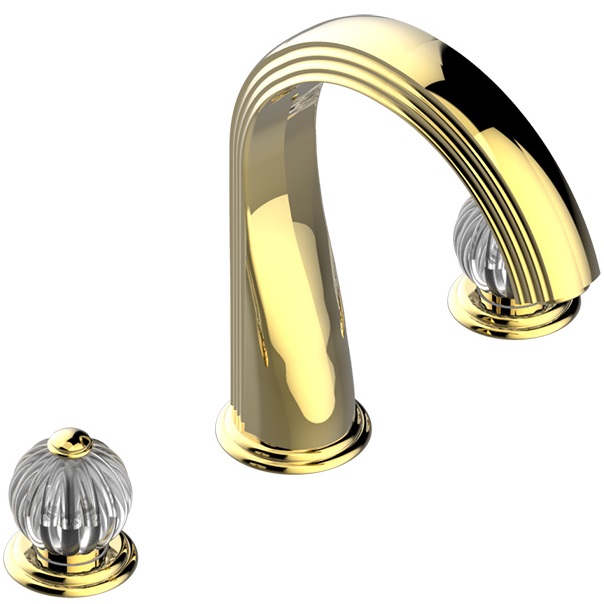 Смеситель на борт ванны THG Mandarine clear crystal U1D-F01-25SG (золотой), с изливом