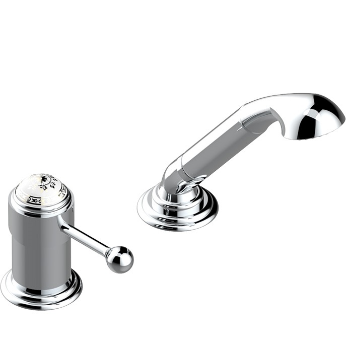 Смеситель на борт ванны THG Marquise platinum decor A7G-A02-6523/60A (ручки белые, декор платина), без излива