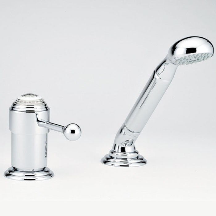 Смеситель на борт ванны THG Marquise platinum decor A7G-A02-6523/60A (ручки белые, декор платина), без излива