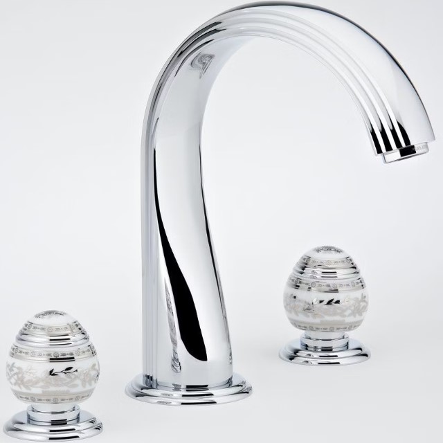 Смеситель на борт ванны THG Marquise porcelaine blanche A7G-A02-25SG (хром, платина, белый фарфор), с изливом