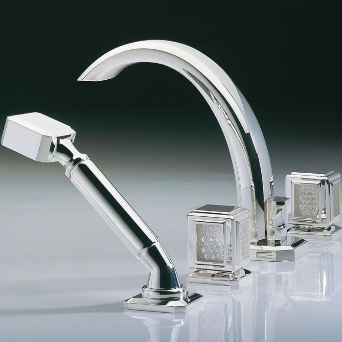 Смеситель на борт ванны THG Metropolis cristal clair A2A-A02-112BG (хром, прозрачный хрусталь), без излива