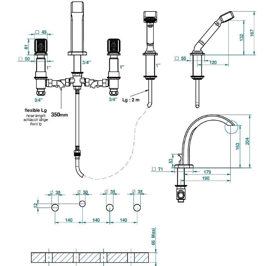 Смеситель на борт ванны THG Metropolis cristal clair A2A-A02-112BG (хром, прозрачный хрусталь), без излива