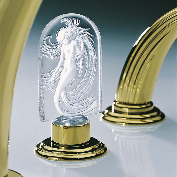 Смеситель на борт ванны THG Naiade A2F-F01-112BG (золотой), с изливом, с ручным душем