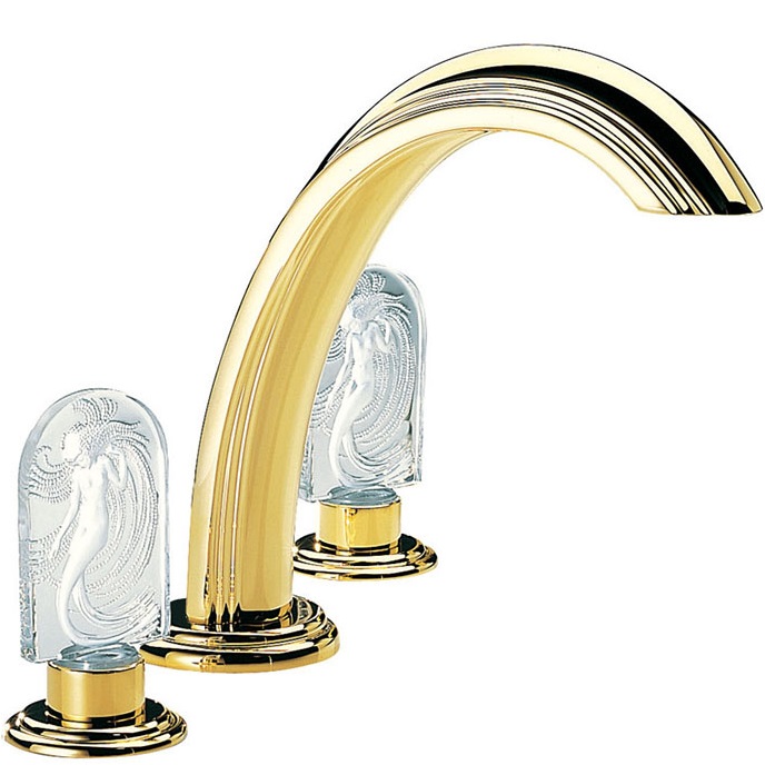 Смеситель на борт ванны THG Naiade A2F-F01-25SG (золотой), с изливом