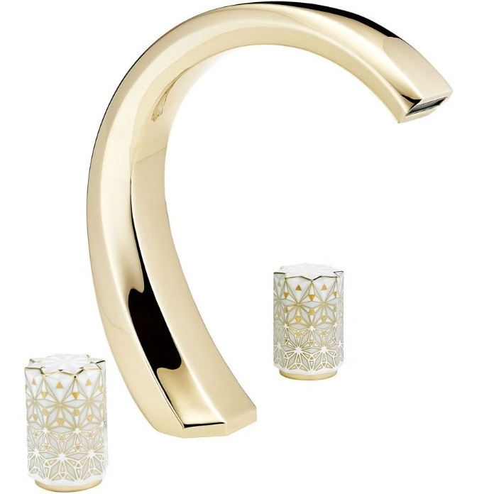 Смеситель на борт ванны THG Nihal Porcelaine Ivoire U2N-F30-25SG (золотой, айвори), без ручного душа