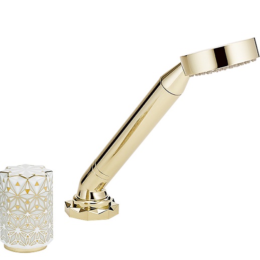 Смеситель на борт ванны THG Nihal Porcelaine Ivoire U2N-F30-6532/60A (золотой, айвори), прогрессивный, без излива