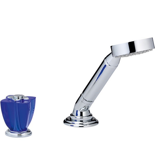 Смеситель на борт ванны THG Petale de cristal bleu U6B-A02-6532/60A (хром, синий хрусталь), без излива