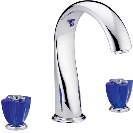 Смеситель на борт ванны THG Petale de cristal bleu U6B-F01-25SG (хром, синий хрусталь), с изливом