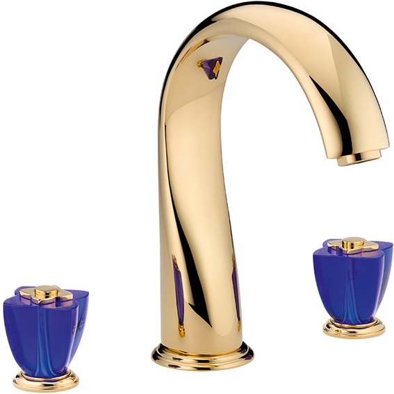 Смеситель на борт ванны THG Petale de cristal bleu U6B-F01-25SG (золотой, синий хрусталь), с изливом