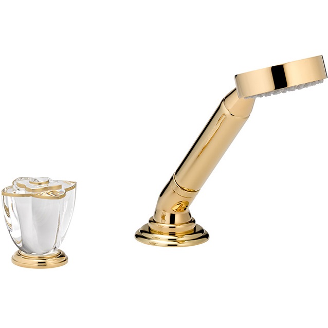 Смеситель на борт ванны THG Petale de Cristal clair lisere dore U6E-F01-6532/60A (золотой, прозрачный хрусталь), без излива