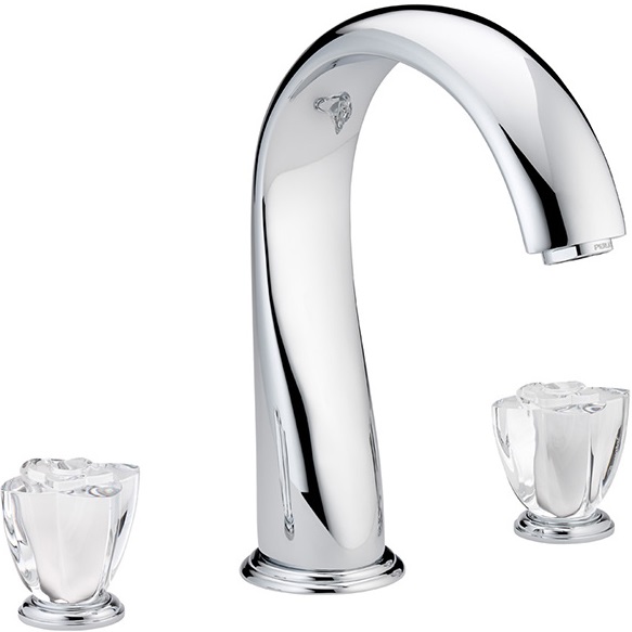 Смеситель на борт ванны THG Petale de cristal clair U6A-A02-25SG (хром, прозрачный хрусталь), с изливом