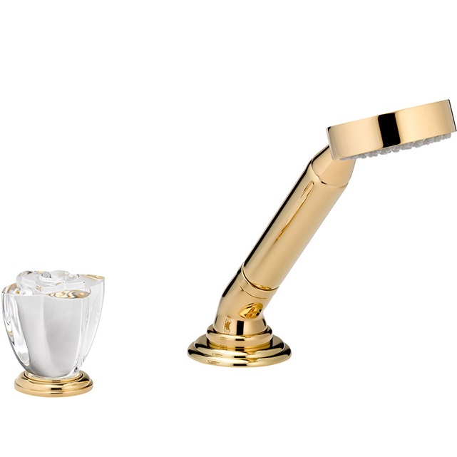 Смеситель на борт ванны THG Petale de cristal clair U6A-F01-6532/60A (золотой, прозрачный хрусталь), без излива