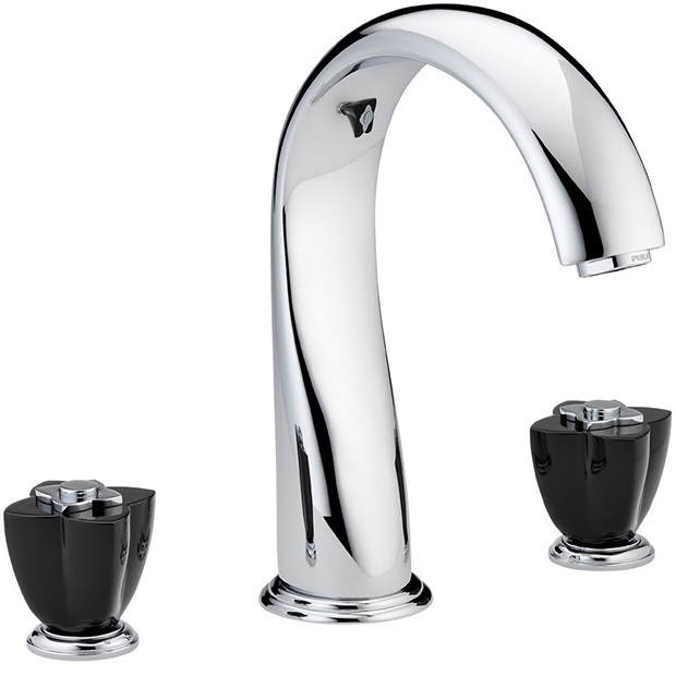Смеситель на борт ванны THG Petale de Cristal noir U6D-A02-25SG (хром, черный хрусталь), с изливом
