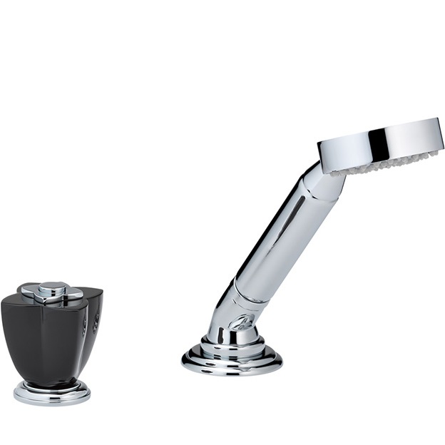 Смеситель на борт ванны THG Petale de Cristal noir U6D-A02-6532/60A (хром, черный хрусталь), без излива