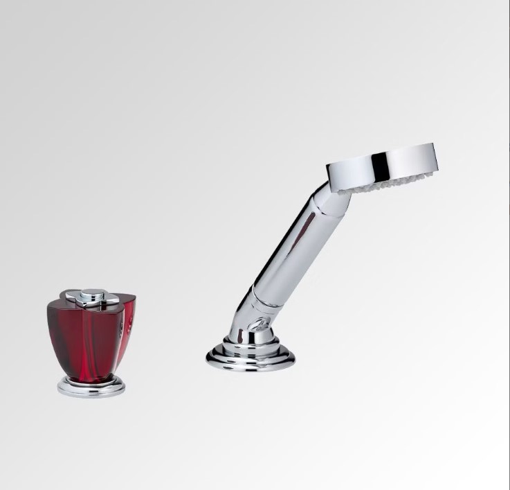 Смеситель на борт ванны THG Petale de Cristal rouge U6C-A02-6532/60A (хром, красный хрусталь), без излива