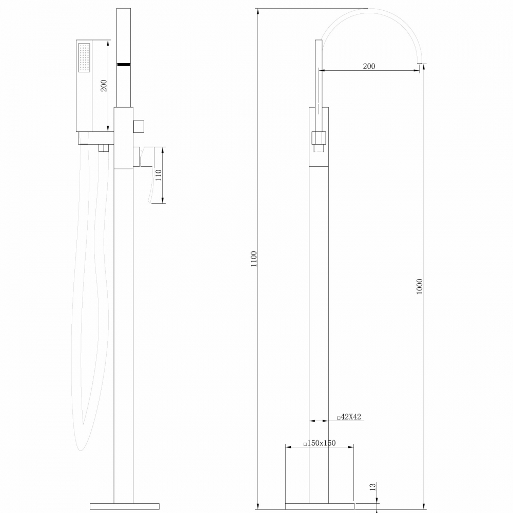 Смеситель для ванны напольный Abber Wasserfall AF8615G (золотой матовый)