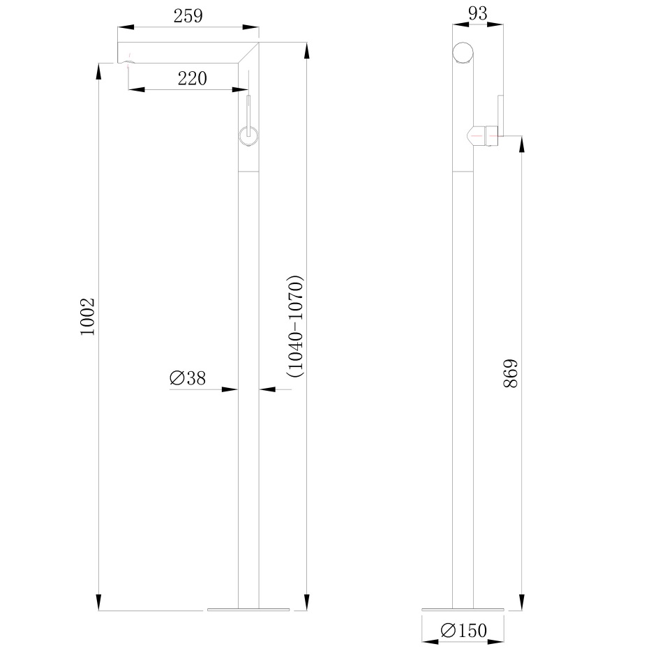Смеситель напольный для раковины Abber Perfekte 316 AF8A40BG (золото брашированное)