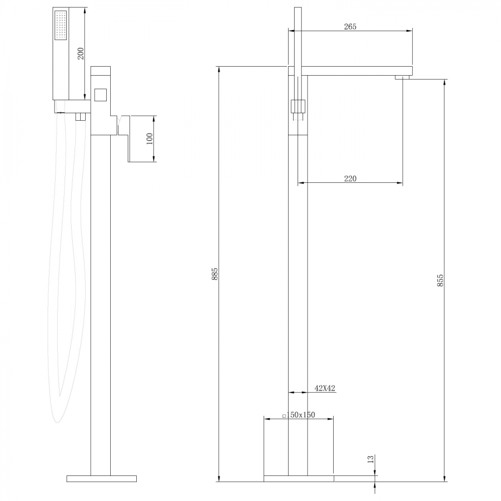 Смеситель напольный для ванны Abber Daheim AF8215SP (сатин)