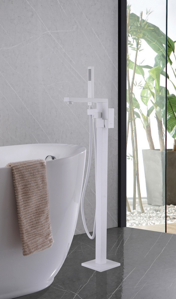 Смеситель напольный для ванны Abber Daheim AF8215W (белый матовый)