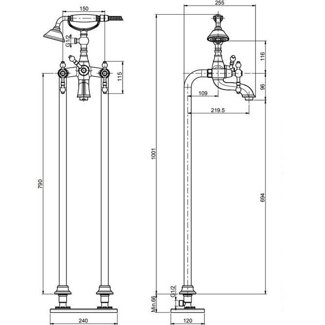 Смеситель напольный для ванны Fima Carlo Frattini Epoque F5054/4CR (хром)