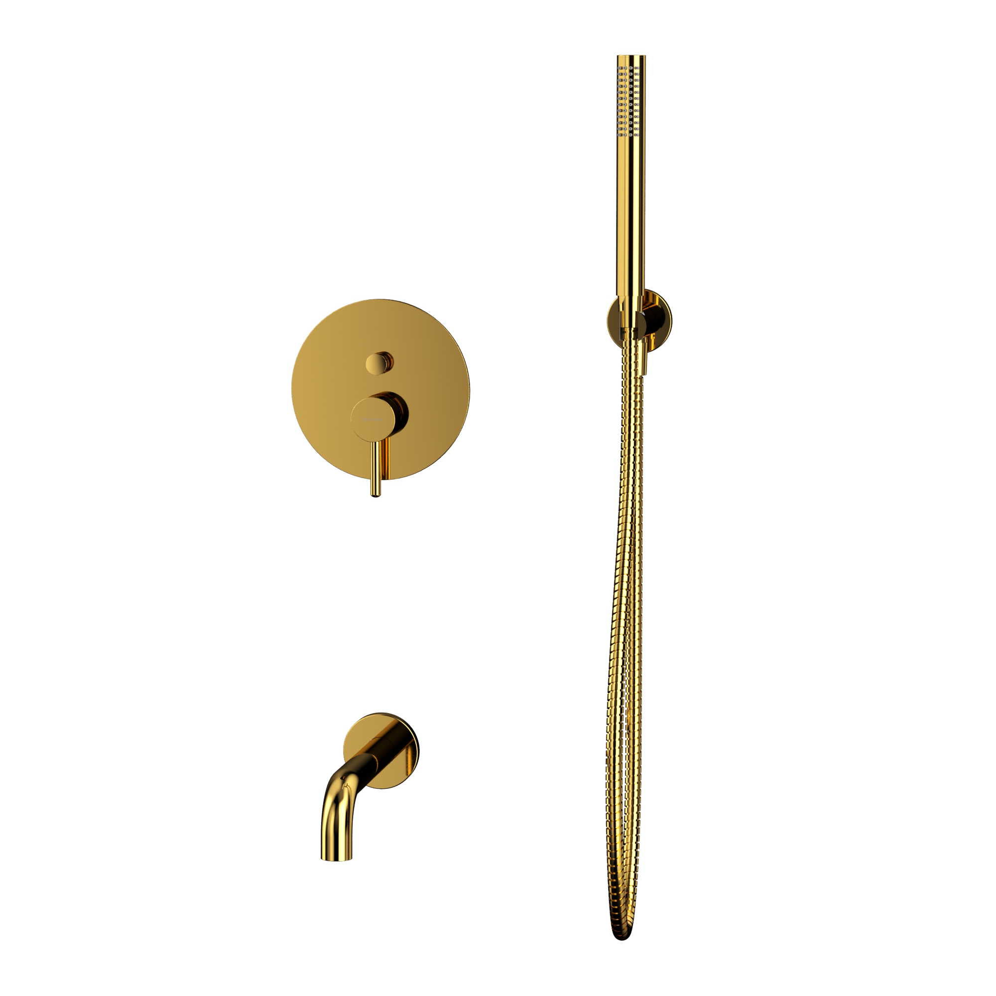 Смеситель с душевым комплектом для ванны скрытого монтажа Whitecross Серия Y YSET06GL (золотой), с изливом