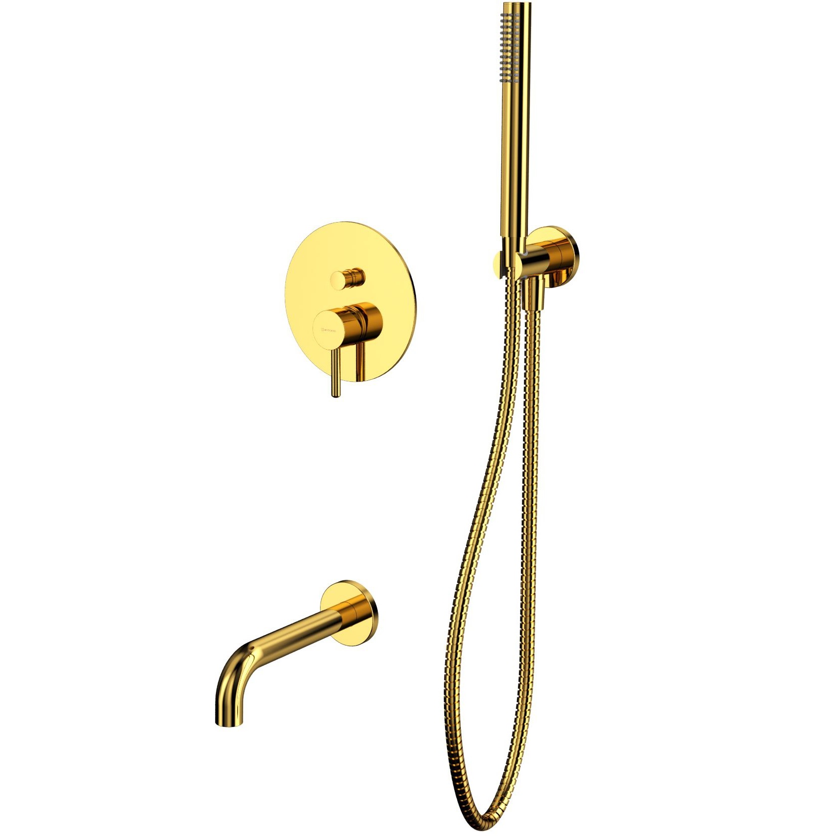 Смеситель с душевым комплектом для ванны скрытого монтажа Whitecross Серия Y YSET06GL (золотой), с изливом