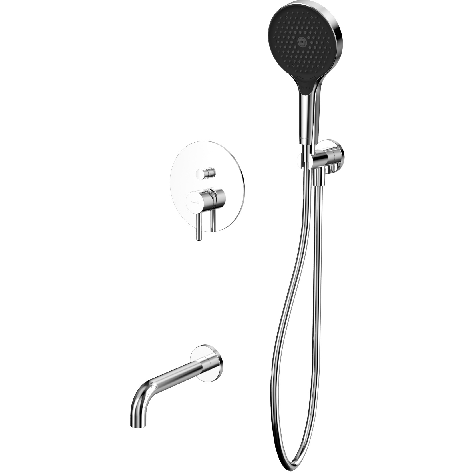 Смеситель с душевым комплектом для ванны скрытого монтажа Whitecross Серия Y YSET06TOPCR (хром), с изливом