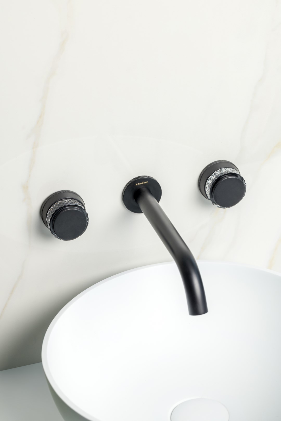 Смеситель для раковины скрытого монтажа Boheme Aura 152-2-B-A (черный матовый), без донного клапана