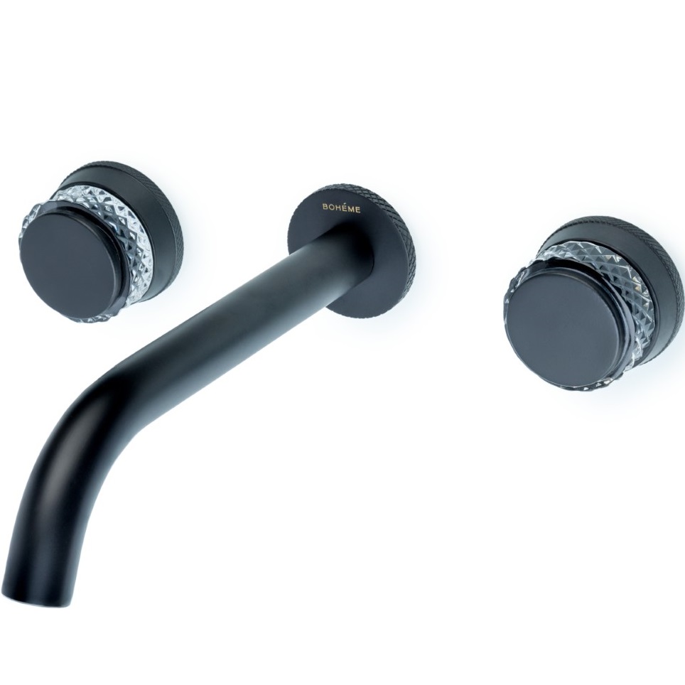 Смеситель для раковины скрытого монтажа Boheme Aura 152-2-B-A (черный матовый), без донного клапана