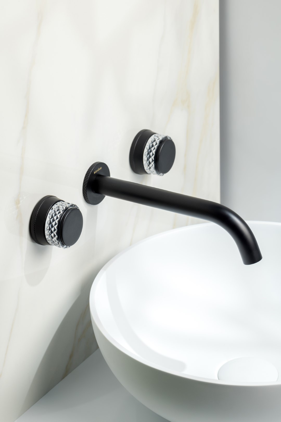 Смеситель для раковины скрытого монтажа Boheme Aura 152-2-B-A (черный матовый), без донного клапана