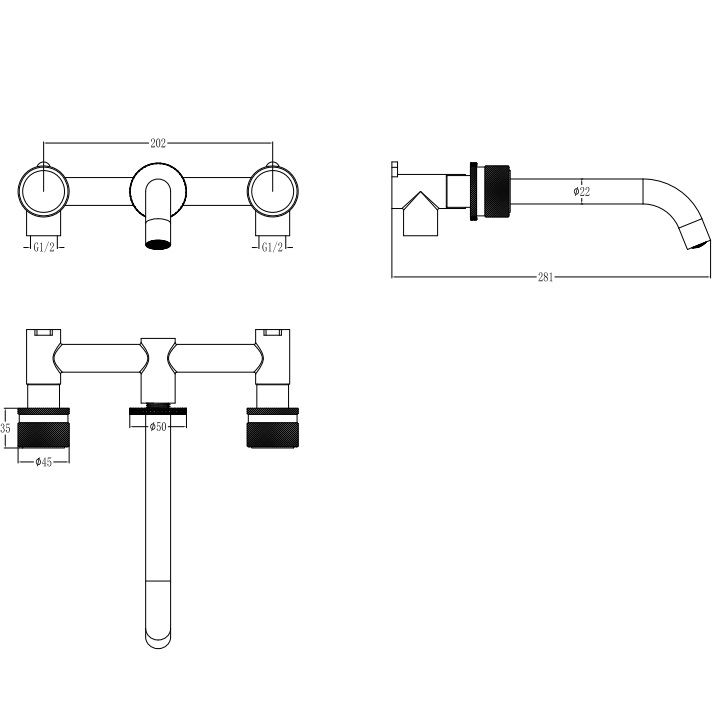 Смеситель для раковины скрытого монтажа Boheme Aura 152-2-CR-A (хром), без донного клапана