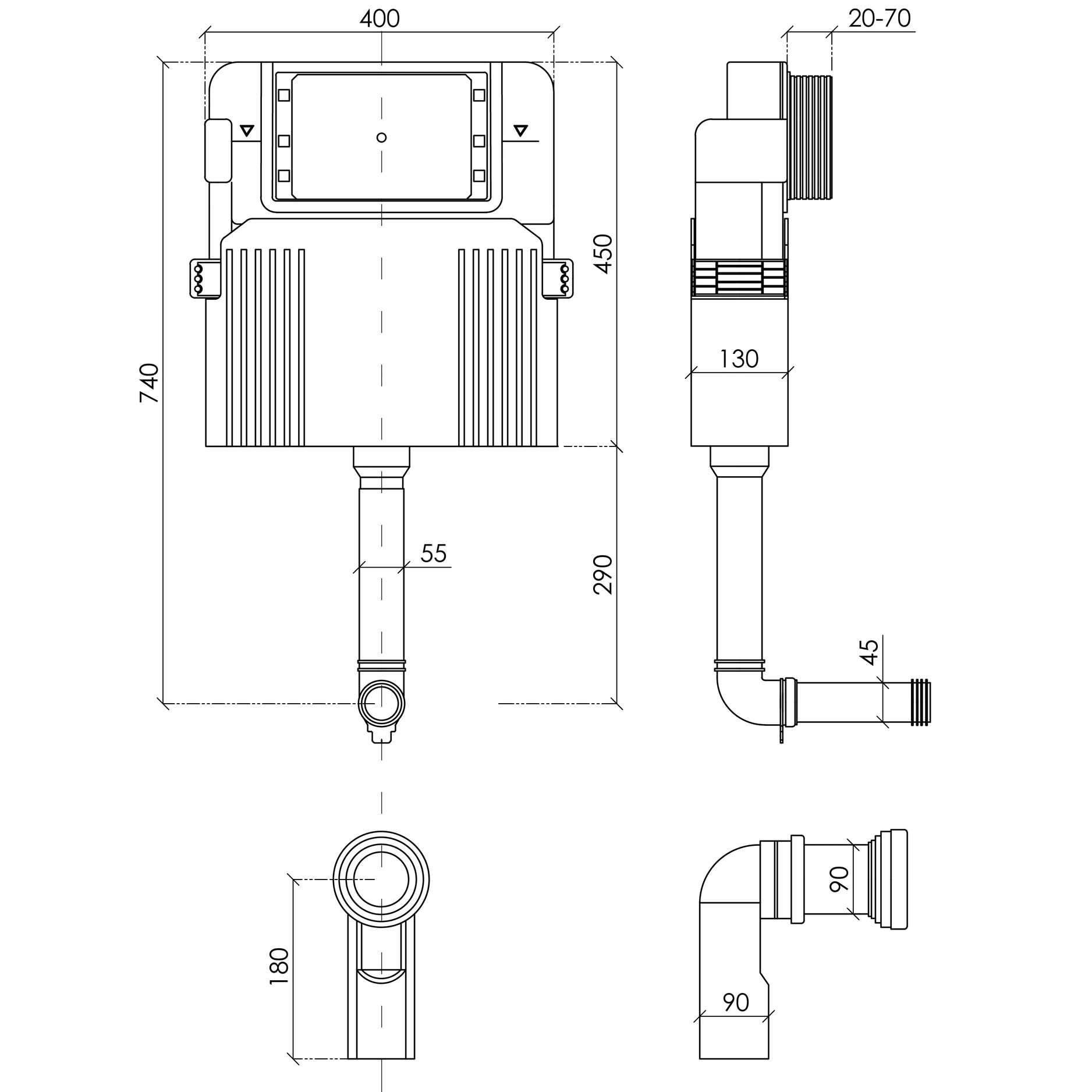 Смывной бачок для приставного унитаза Ceramicanova Баланс (Balance) CN123001, скрытого монтажа