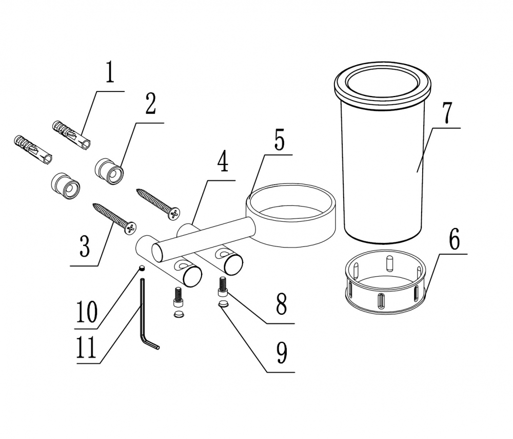 Стакан для зубных щеток с держателем Abber Osten 316 AA1860BST (сталь брашированная)
