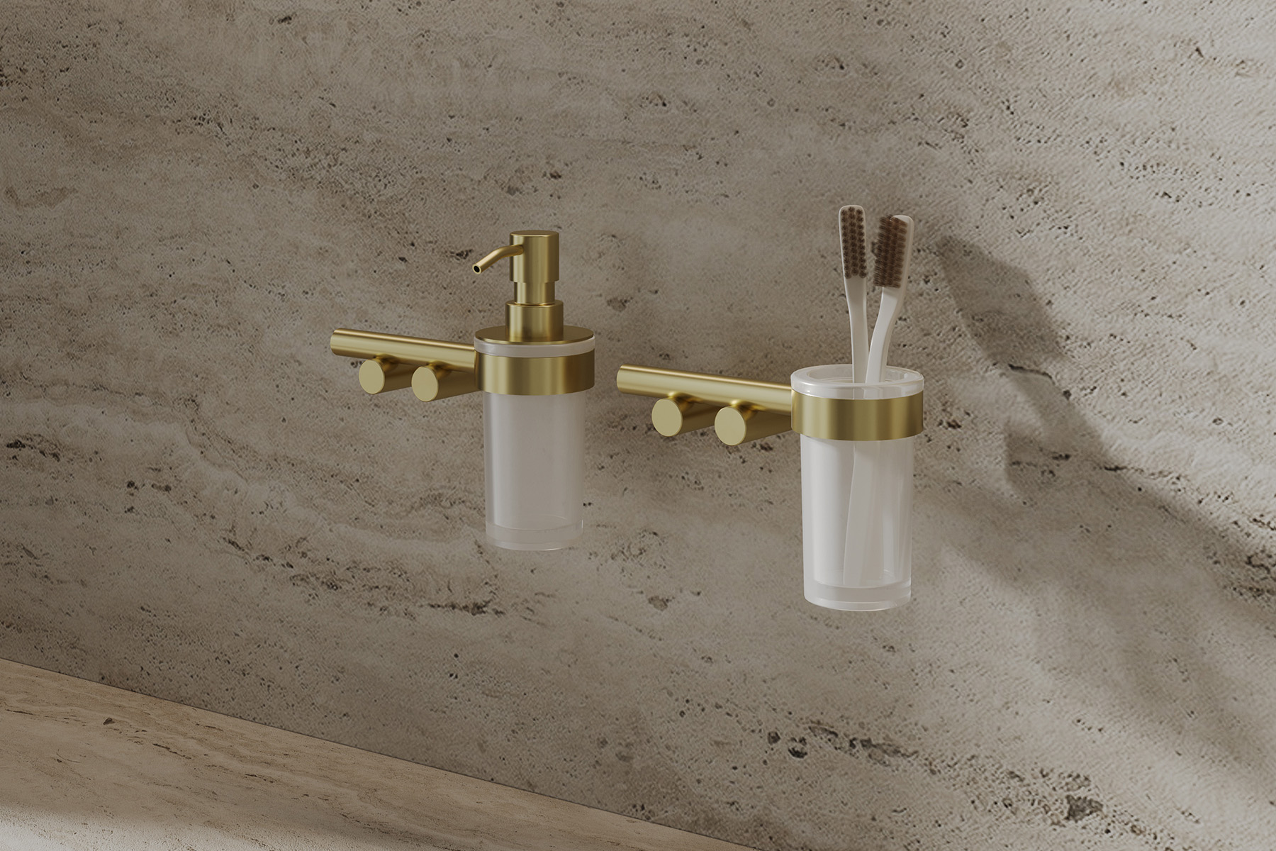 Стакан для зубных щеток с держателем Abber Osten 316 AA1860BG (золото брашированное)