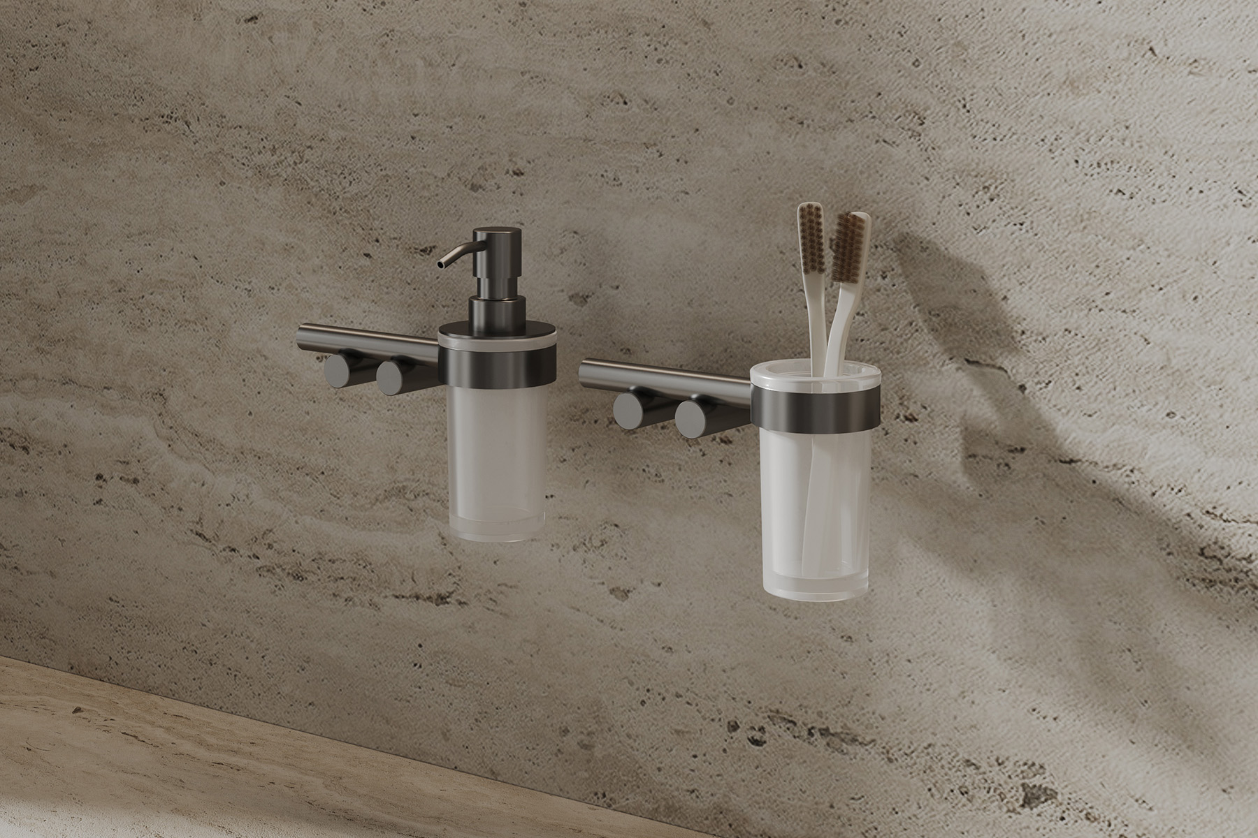 Стакан для зубных щеток с держателем Abber Osten 316 AA1860BGG (оружейная сталь брашированная)