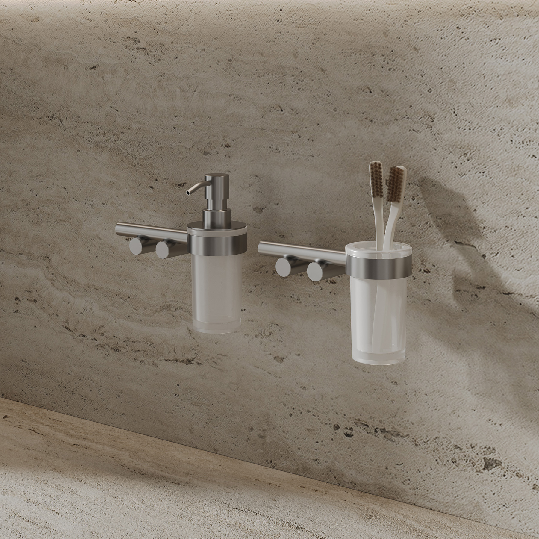 Стакан для зубных щеток с держателем Abber Osten 316 AA1860BST (сталь брашированная)