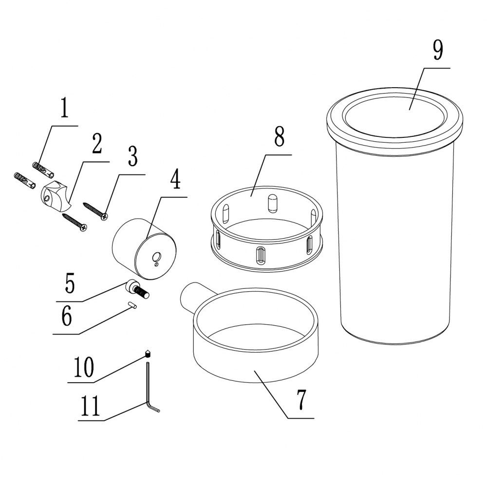 Стакан для зубных щеток с держателем Abber Osten 316 AA1861BGG (оружейная сталь брашированная)