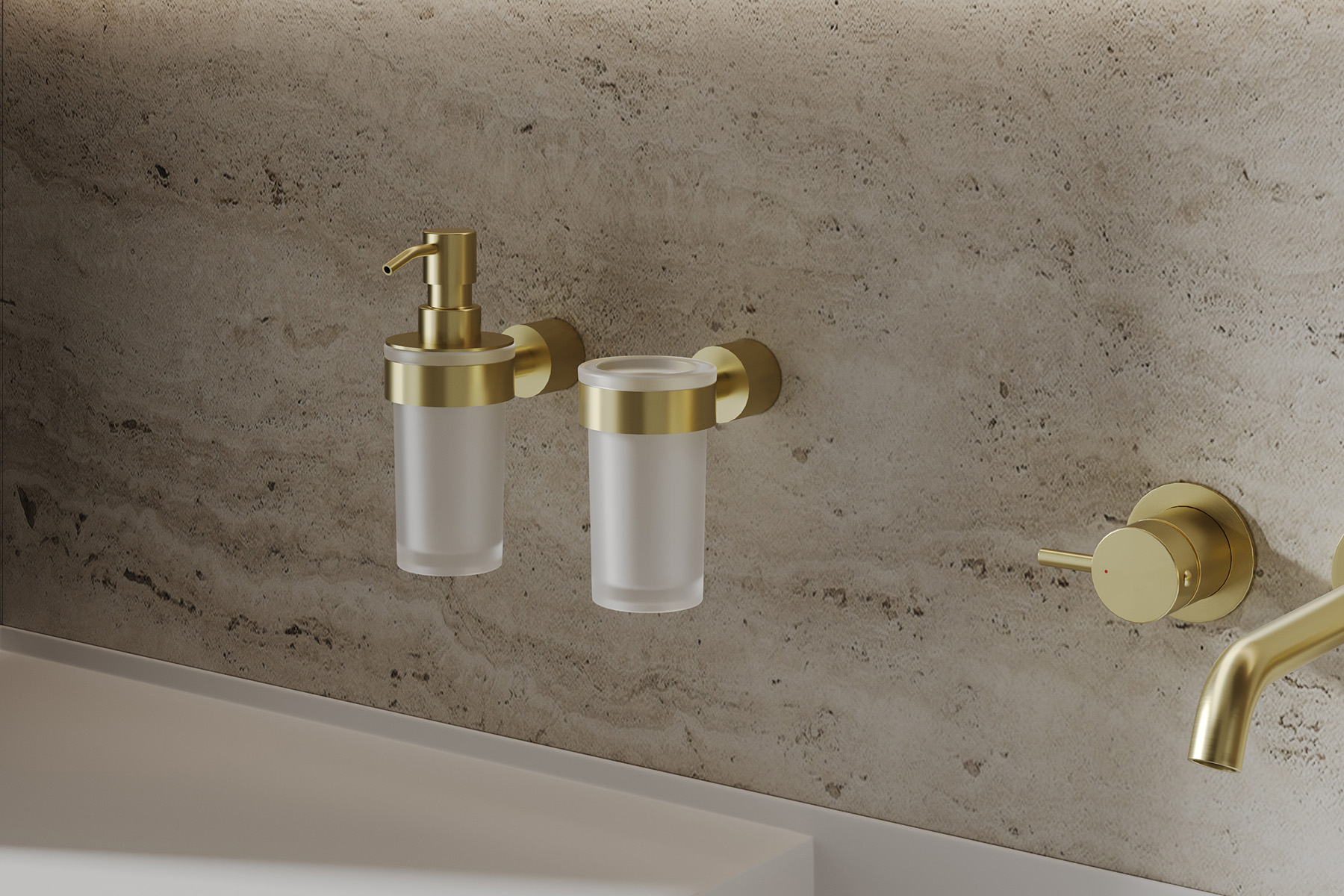 Стакан для зубных щеток с держателем Abber Osten 316 AA1861BG (золото брашированное)