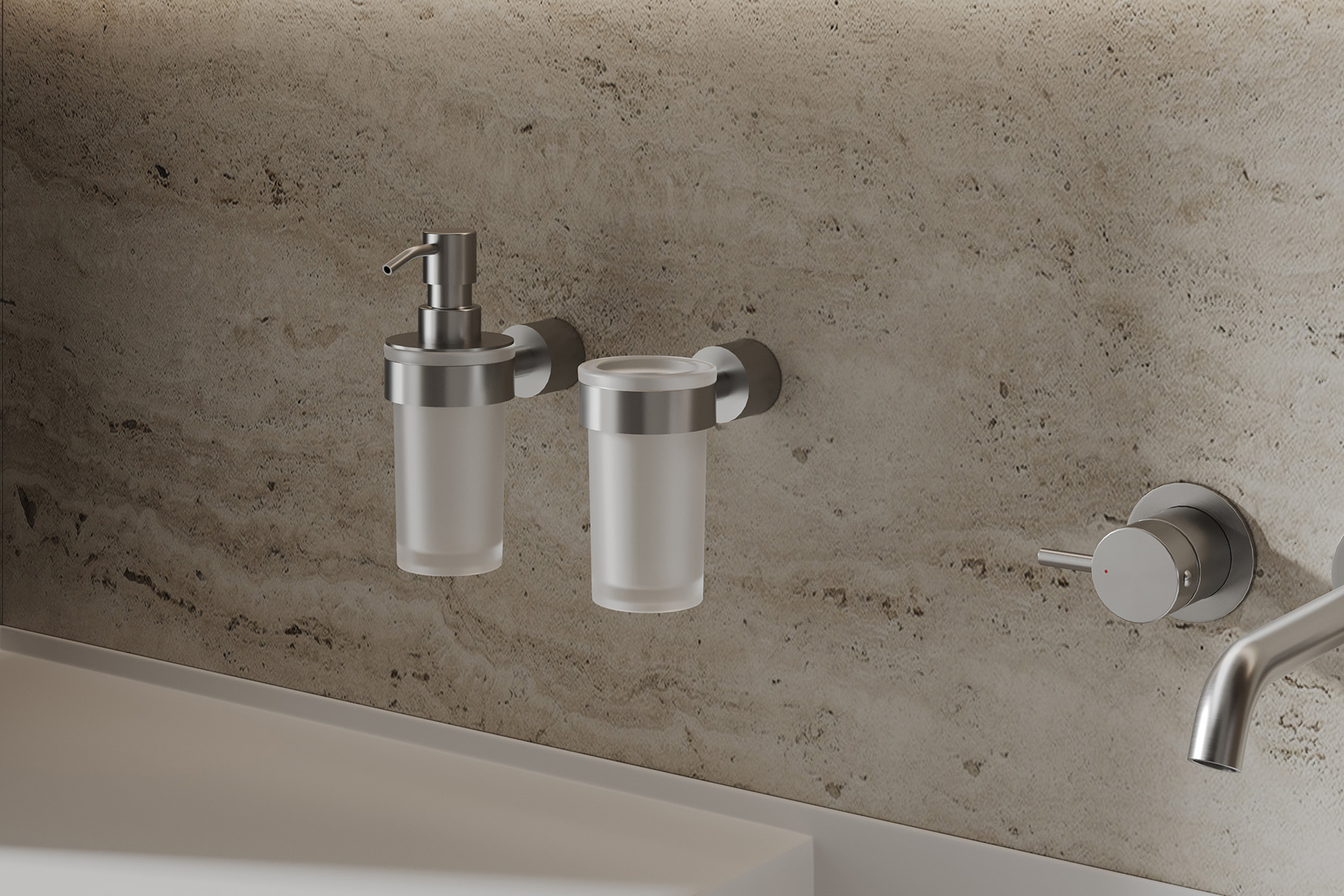 Стакан для зубных щеток с держателем Abber Osten 316 AA1861BST (сталь брашированная)